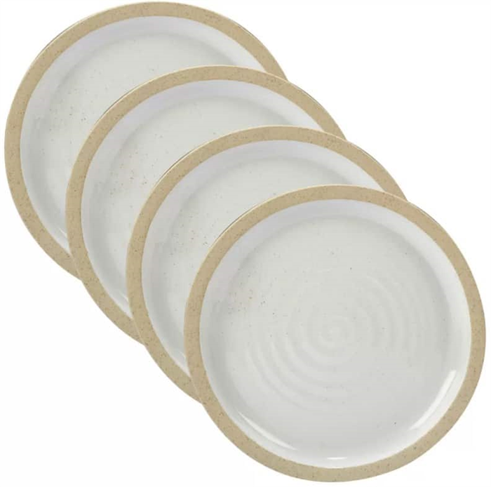 Обеденные керамические тарелки Mint Pantry Aerne белого и коричневого цвета.