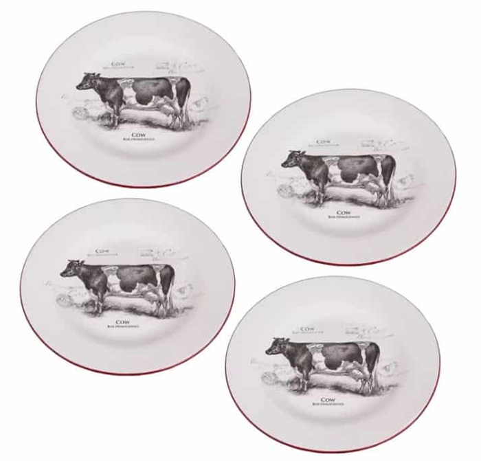 Классические салатные тарелки в стиле фермерского дома с красным акцентом 